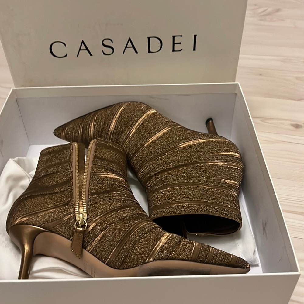 Casadei gold booties. Super comfy